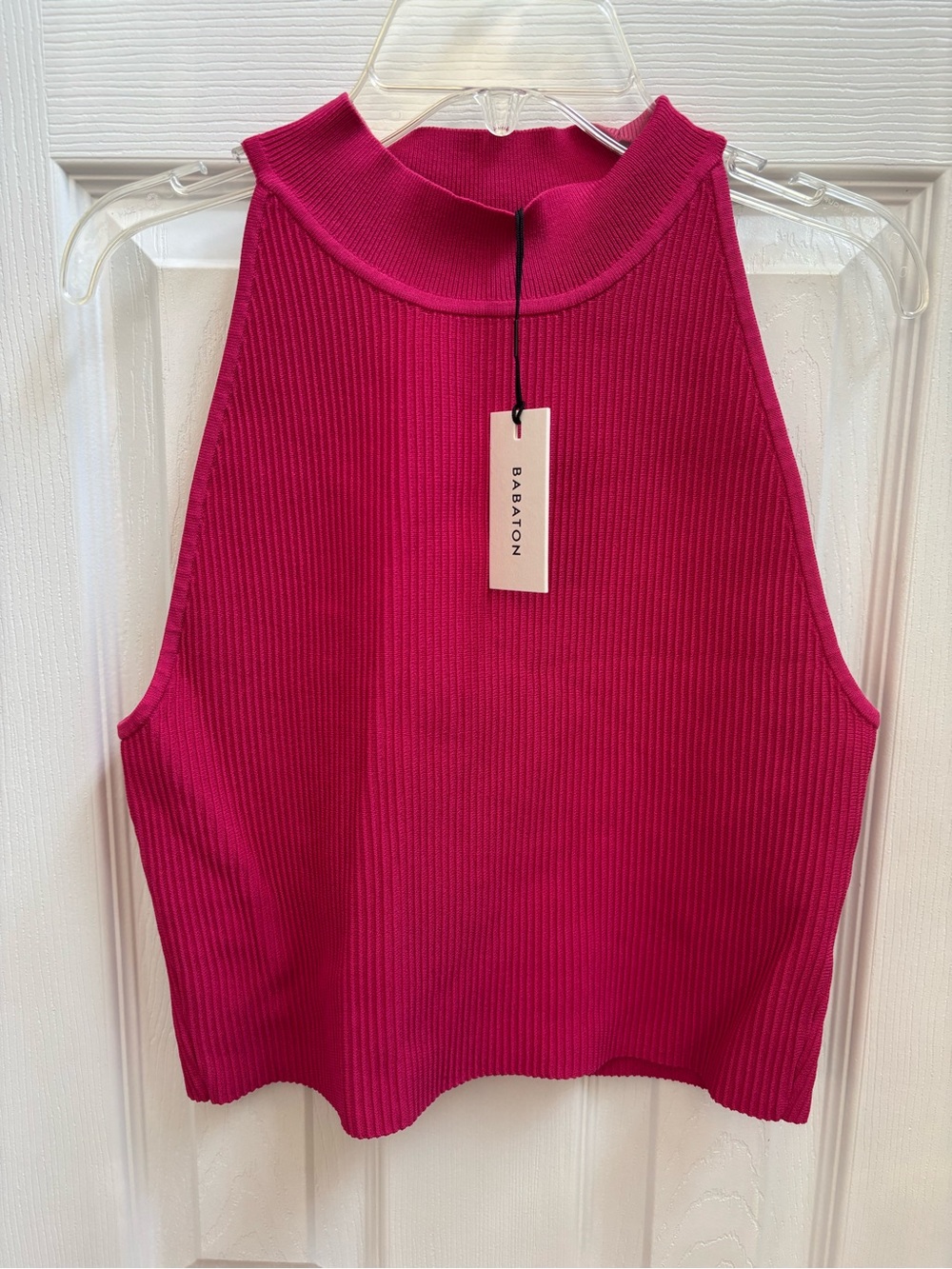 Artitzia Babaton Woman’s Euros Pink Sculpt Knit Halter Top, Size L, NWT - Picture 2 of 5